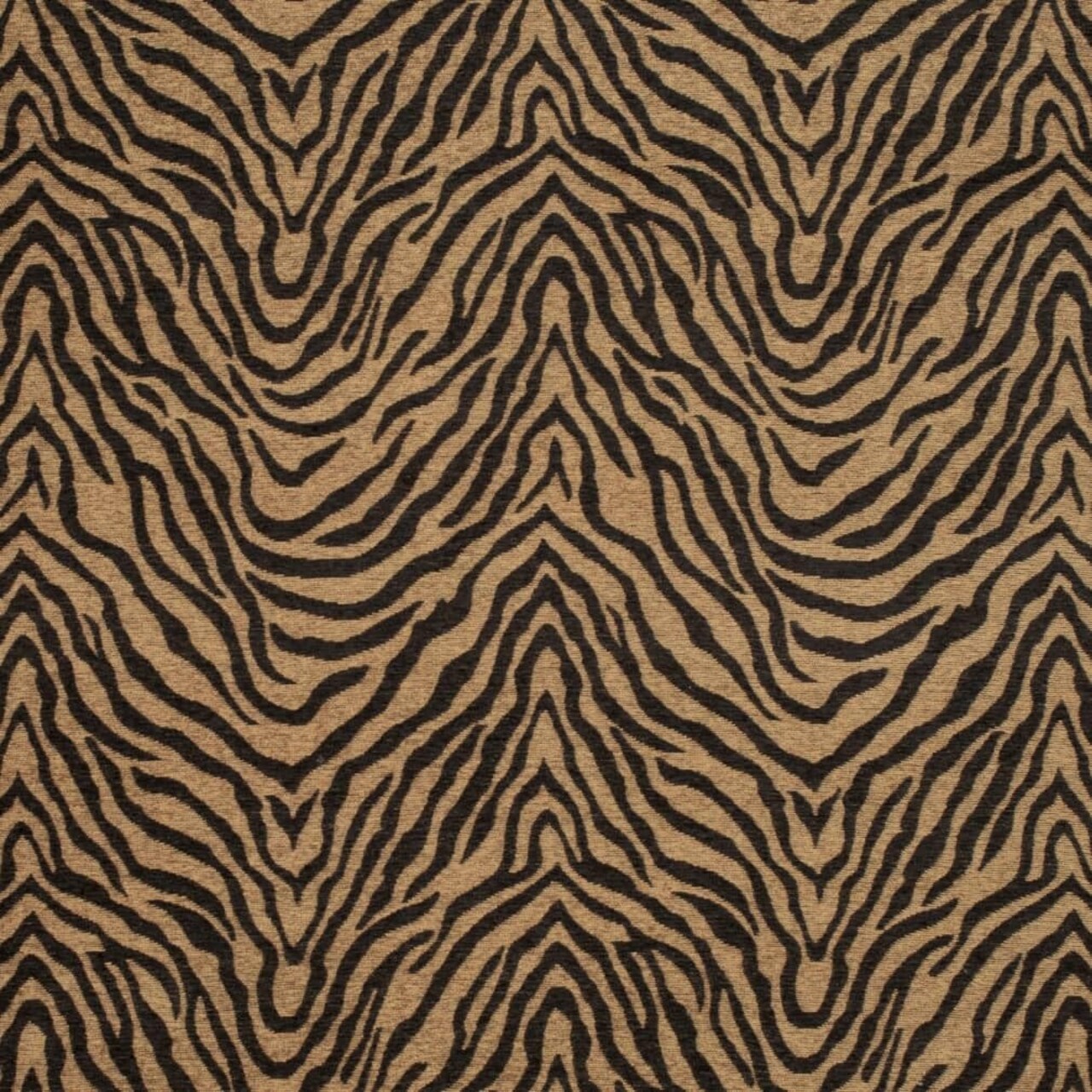 Gold & Black Animal Print Chenille Woven Pattern Upholstery Fabric by The Yard - SKU: Tiger Gold